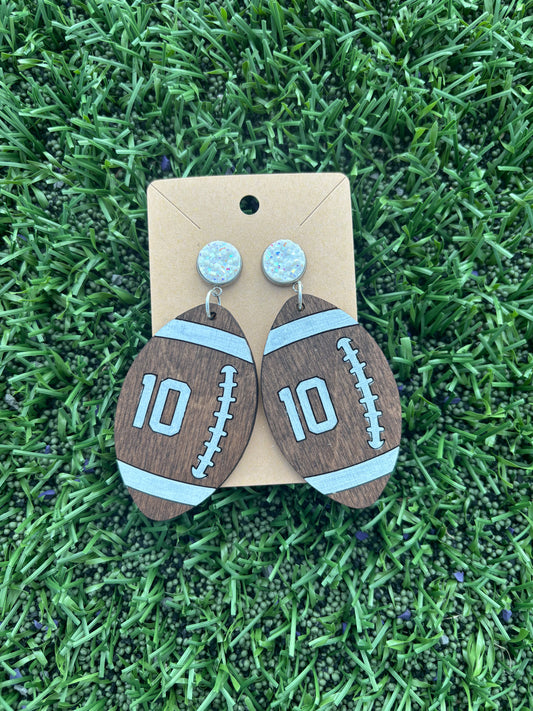 Custom Number Football Earrings